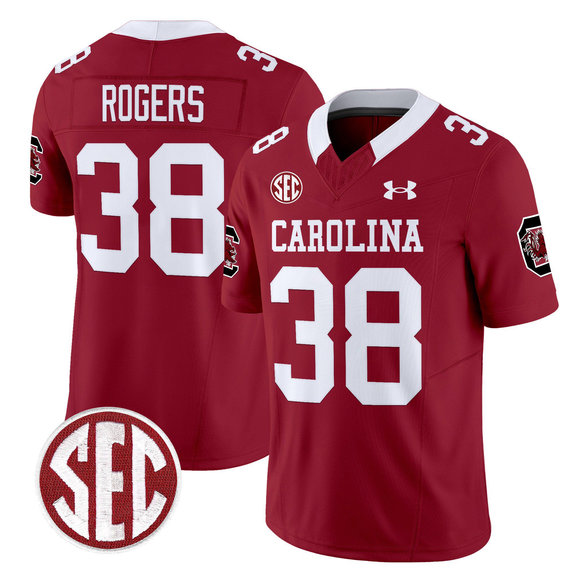 Men South Carolina Gamecocks #38 Rogers Red 1980 Throwback Vapor Limited 2024 NCAA Jersey